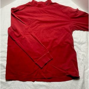 Nike Mock Turtleneck Long Sleeve Cotton Shirt Red Large L